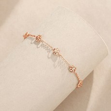18k팔찌 여자 금팔찌 로즈골드 플라워 슬림 체인 데일리 여성 팔찌 심플 포인트 선물YXHD-851