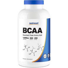 nutricost BCAA支鏈胺基酸膠囊 1000mg 無麩質, 500顆, 1罐