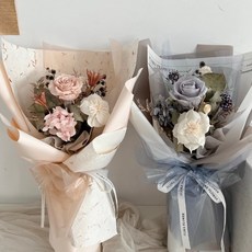 Floraflower 乾燥永生花束-亞麻藍粉色〖韓系花束〗畢業/教師節/生日/情人節禮物, 粉色亞麻,花束