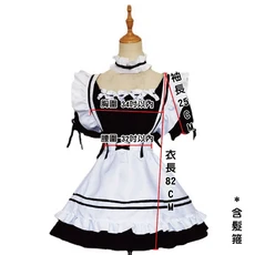 角色扮演服裝 女僕裝 經典黑白蕾絲蝴蝶結多件套裝, 黑色-M/L, 1套