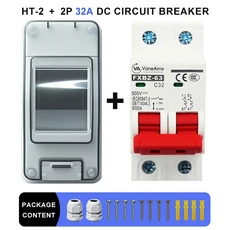 태양광 단로기 스위치 IP65 배포 차단기 결합기 회로 500V 방수 광전지 미니 MCB 상자 박스 HT PV, with 2P 500V MCB, 32A Box ExpBolt