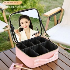 LED 조명 거울 욕실 밝기 메크업 무선, 핑크 PU 고화질 전면 거울