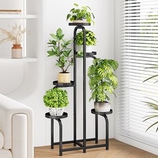 YF 철제 화분정리대 다층 화분대 진열대 선반 화분 거치대 다용도 스탠드 식물 받침대, 5단, 블랙