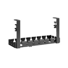 免打孔桌下理線置物架 桌下集線器 理線器 電線收納 延長線收納 插座收納 桌下理線架, 桌下理線置物架 黑色 (固定款), 1個
