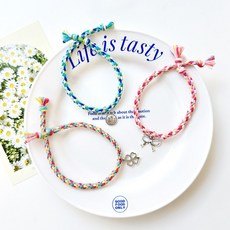 맘아트 DIY 우정 팔찌 만들기 키트 7종 택1 매듭 실 소원 커플팔찌, 퍼플 핑크, 1세트