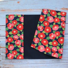 樁花 書衣書套 可調式布書衣 A6 A5 B6 50K 25K 32K 20K 16K 商周尺寸，多功能保護套，精美樁花設計，耐用布料材質, 1個