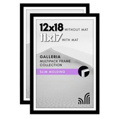 Americanflat 30.5x45.7cm(12x18인치) 광택 플렉시 글라스가 있는 포스터 프레임 - 2개 세트 - 매트가 있는 27.9x43.2cm(11x17인치) 프레임, 18x28, 블랙