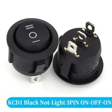 1개 ON/OFF 원형 로커 스위치 LED 조명 자동차 대시보드 보트 밴 12V 24V / 6A 250V 10A 125V 2/3/4핀 20MM, 3P bla ON OFF ON 1