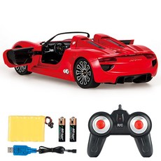 대형 RC카 드리프트카 무선조종 레드 레이싱카 엔진, 3 개의 배터리  3 개의 충전식 배터리 로 플레이하십, B.빨간색표준핸들리모콘, 1개