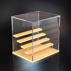 투명 아크릴 피규어 진열대 디스플레이 보관함 원형 장식장 대형 2단 계단 32x12x22