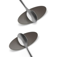 캐러츠 스몰 실리콘 커피 스푼 받침대 2개(0.2" x 1.6" 3.74") 홀더 아몬드 모양으로 메이커 옆에 보관 - 주방 도구 받침대 딥 그레이, Cocoa Brown