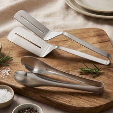 퓨어미즈키 올스텐 304 스테이크 샐러드 다용도 집게, 2개, 실버