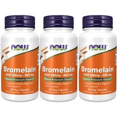 NOW Foods 鳳梨酵素素食膠囊 500mg, 60顆, 3罐