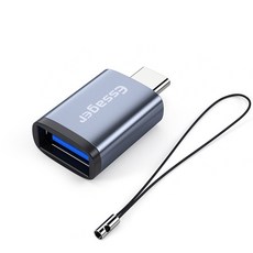 GS 3C OTG Type C 轉 USB 轉接頭 Macbook 筆電 電腦 手機 平板 轉接器 充電 傳輸 防丟 迷你 快充, 鈦灰色, 1個, USB母轉TypeC