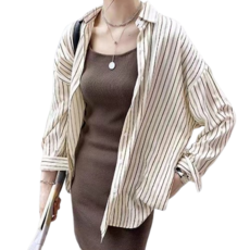 여성용 루즈핏 골지 셔츠 RFE568