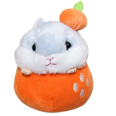 AngelGift Cuddly Hamster 부드러운 봉제 동물 쿠션 장난감 인형 4인치/10cm 마우스 플러시 아이들을 위한 최고의 생일 선물 어린이 아기 장난감(카키) 1, 주황색, 1개