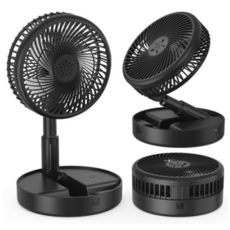 UOOFON 무선 탁상용 선풍기 휴대용 접이식 캠핑 BLDC 무소음, 블랙, TF6 (대용량배터리/저소음BLDC모터)