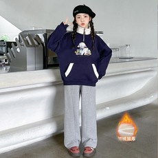女童加絨衛衣 秋冬新款洋氣小女孩外套大童加厚上衣
