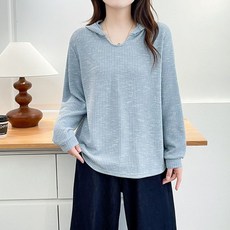 ORZQU 봄 여성 루즈핏 긴팔 후드 캐주얼 심플 빅사이즈 티