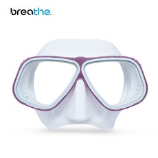 breathe 潛水面鏡，舒適貼合，低容積設計，鋼化玻璃鏡片，多色可選, 白粉