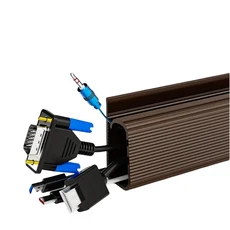 1PC 40cm/15.75인치 데스크 케이블 트레이 정리대 책상 아래 채널 코드 히더 홈 오피스 와이어용 드릴링 불, 03 brown