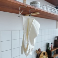 생활탐구 스텐 고무장갑 걸이 주방 상부장 공중부양 집게 건조 고리 수세미 수납 행주 후크, 2P_1SET