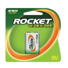 로케트 망간 건전지 6F22(9V) 1개 걸이용 카드팩, 단일속성, 1개입