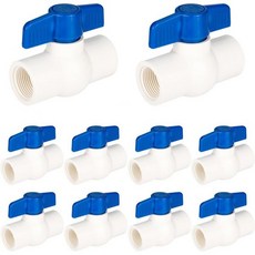 10개 묶음 EFIELD 12인치 PVC 볼 밸브 FPT 나사산 Schedule 40 x 주거용 상업용 농업용 경공업용 응용 제품 PVC01010, 10