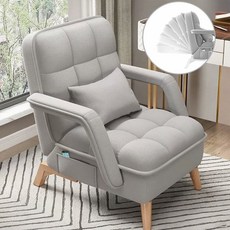 SeekFun 리클라이너소파 6단 등받이 조절 침대 겸 소파 수납가능 스툴 베이지 그레이, 그레이(스툴 없음)