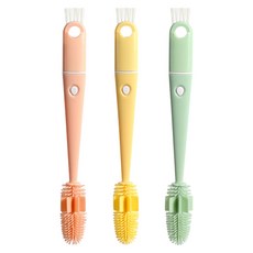 실리콘 세척솔 3종세트 텀블러 병 빨대 세척솔 다용도 세척솔, 3개, 혼합