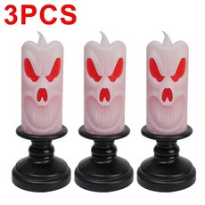 할로윈 촛불 작동 불꽃 전자 램프 크리스마스 파티 장식, 4. 3PCS-White