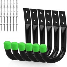 6개입 대형 차고용 고하중 보관용 코드 벽걸이형 케이블용 공구 차고 걸이형 연장 벽면, Green 6Pcs