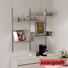 簡約ins墻上壁掛置物架多層軌道書架可調節高展示架不銹鋼陳列架, 1個, 主圖款*120*30*120cm, 主圖款*120*30*120cm