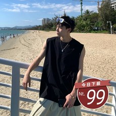 【台灣發貨】韓版男款百搭素色運動背心 小可愛 背心 衣服 男裝 上衣
