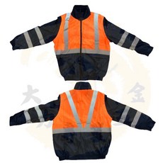 大力專業五金 台灣馬上出 反光外套 雙色工程夾克 可拆式防寒工地外套, 1個, XXXL