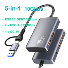 56 in 1 USB CUSB-A 허브 듀얼 조인트 Gen2 10Gbps 데이터 DC 타입-C 충전 SD TF 맥북 노트북용, 01 China Mainland, 03 5 IN 1-4A