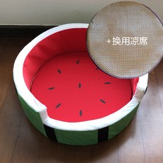 강아지 고양이 수박모양 푹신 쿠션 방석 하우스, 1개, 7_여름용 수박+쿨매트