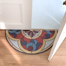 무드선셋 빈티지 타일 반원 출입구 현관 코일 발매트, B, 1개