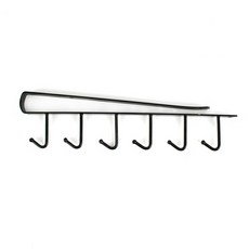 선반컵걸이 주방 머그컵걸이 컵정리대 거치대 검정, 1개