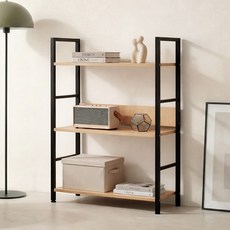 벨라까사 튼튼한 간편조립 우드 철제선반 3단, 1개, 블랙