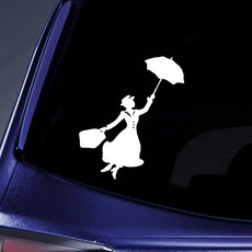 Bargain Max Decals Poppins 실루엣 스티커 데칼 노트북 자동차 노트북 5.5인치 화이트 416705