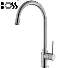 BOSS 無鉛廚房伸縮龍頭 消光黑 雙出水模式噴頭 西班牙賽道陶瓷閥芯 台灣製, 1個, 不鏽鋼拉絲