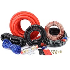 퓨즈 및 RCA가 장착된 1000W CCA 4 게이지 오디오 배선 키트 서브우퍼 및 오디오 스피커용 스피커 설치용 자동차 오디오 전원 케이블 키트 완성, 4 Gauge