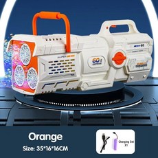 60홀 버블건 자동 전기 비눗방울 블로워 매직 머신 야외 목욕 파티 장난감 LED 라이트, orange