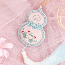 甄選 2025新款平安符手工刺繡DIY材料包 錦鯉荷包自繡香囊吊飾 閨蜜節日禮物, A1027葫蘆+繡繃, 1個