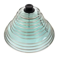 不鏽鋼玻璃電熱鍋通用炒鍋蓋子, 1個, 食品級品質 全黑色蓋紐,38cm可用鍋內徑37.8-38.1