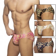 ADDICTED 凡爾賽風格印花三角泳褲 AD 競速型運動泳裝 (附可拆墊片) 游泳 戶外