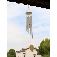 마당 바람종 처마 정자종 풍경 도어 개업 현관종 오르벨 차임벨, 내추럴 우드 무광실버, 1개, 기본 색상