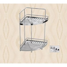 洗樂適衛浴-新北五股夏綠地 MIT台灣製造 304不鏽鋼轉角置物架 沐浴乳洗髮精收納架 浴室置物架, 雙層架, 1個