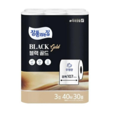 잘풀리는집 3겹 블랙 골드 화장지 40m 30롤 (광폭 107mm), 1개
